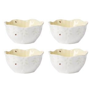 Lenox Butterfly Meadow Glazed Porcelain Dessert Bowls with Botanical Floral Design for Elegant Dining Yellow 897771