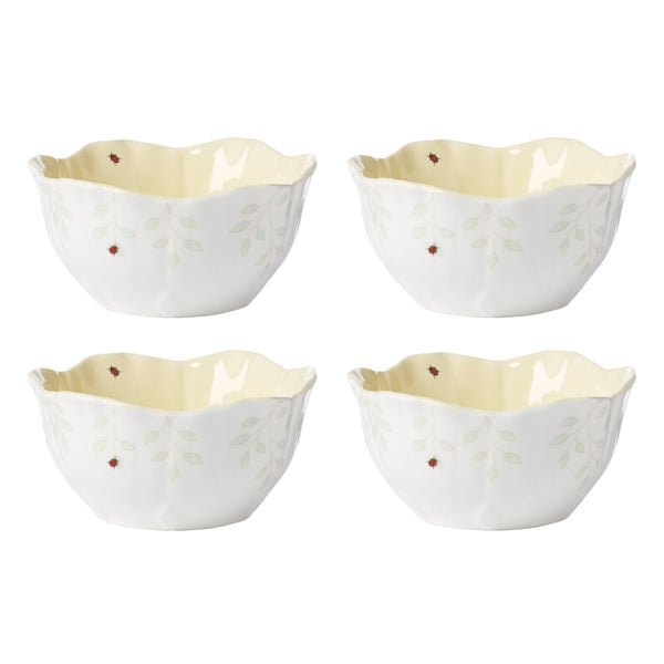 Lenox Butterfly Meadow Glazed Porcelain Dessert Bowls with Botanical Floral Design for Elegant Dining Yellow 897771