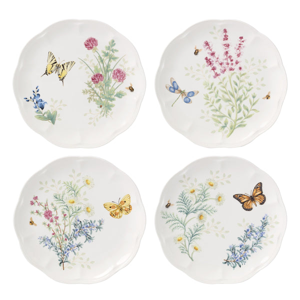Lenox Butterfly Meadow Herbs Porcelain Accent Plates Botanical Illustration Set of 4 897793