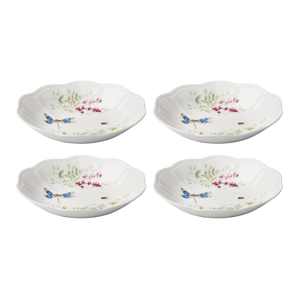 Lenox Butterfly Meadow Herbs Porcelain Pasta Bowls Botanical Garden Motif Set of 4 897795