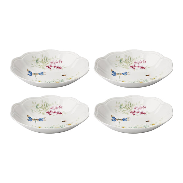 Lenox Butterfly Meadow Herbs Porcelain Pasta Bowls Botanical Garden Motif Set of 4 897795