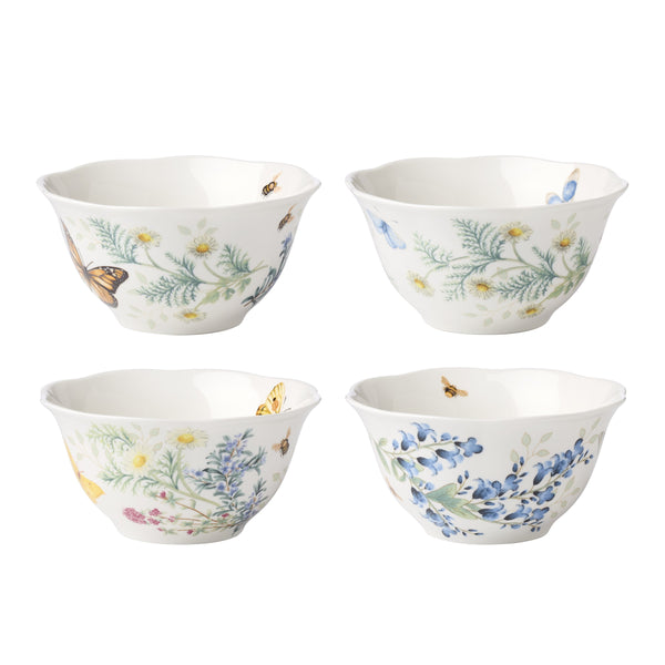 Lenox Butterfly Meadow Herbs Porcelain Rice Bowls Set of 4 Botanical Garden Dining 897796