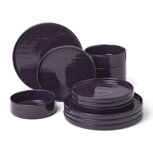 Lenox Modulus Glazed Porcelain Zen Ridged Stackable Dinnerware Set Dishwasher Safe for Kitchen 12-Piece Dinnerware Set 897798