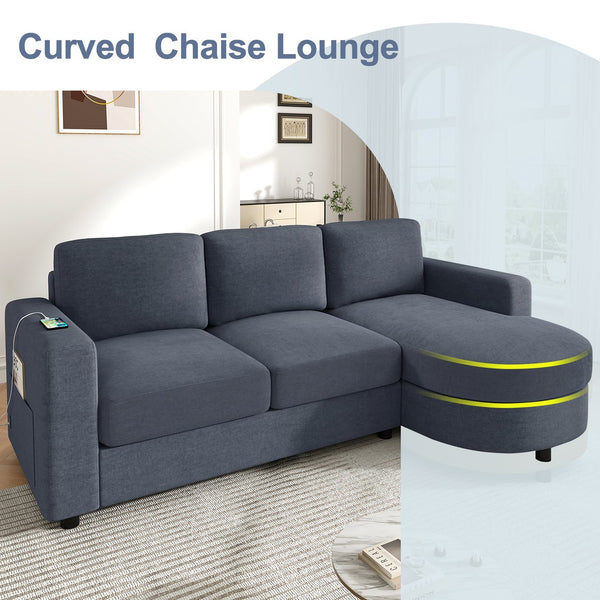 English Elm Modern Sectional Sofa - Stylish L-Shaped Couch With Curved Chaise, Usb Ports & Storage For Comfort N719S002170C