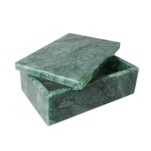 Green Aventurine Box - Handcrafted Decorative Stone Storage with Unique Color Variations & Sheen