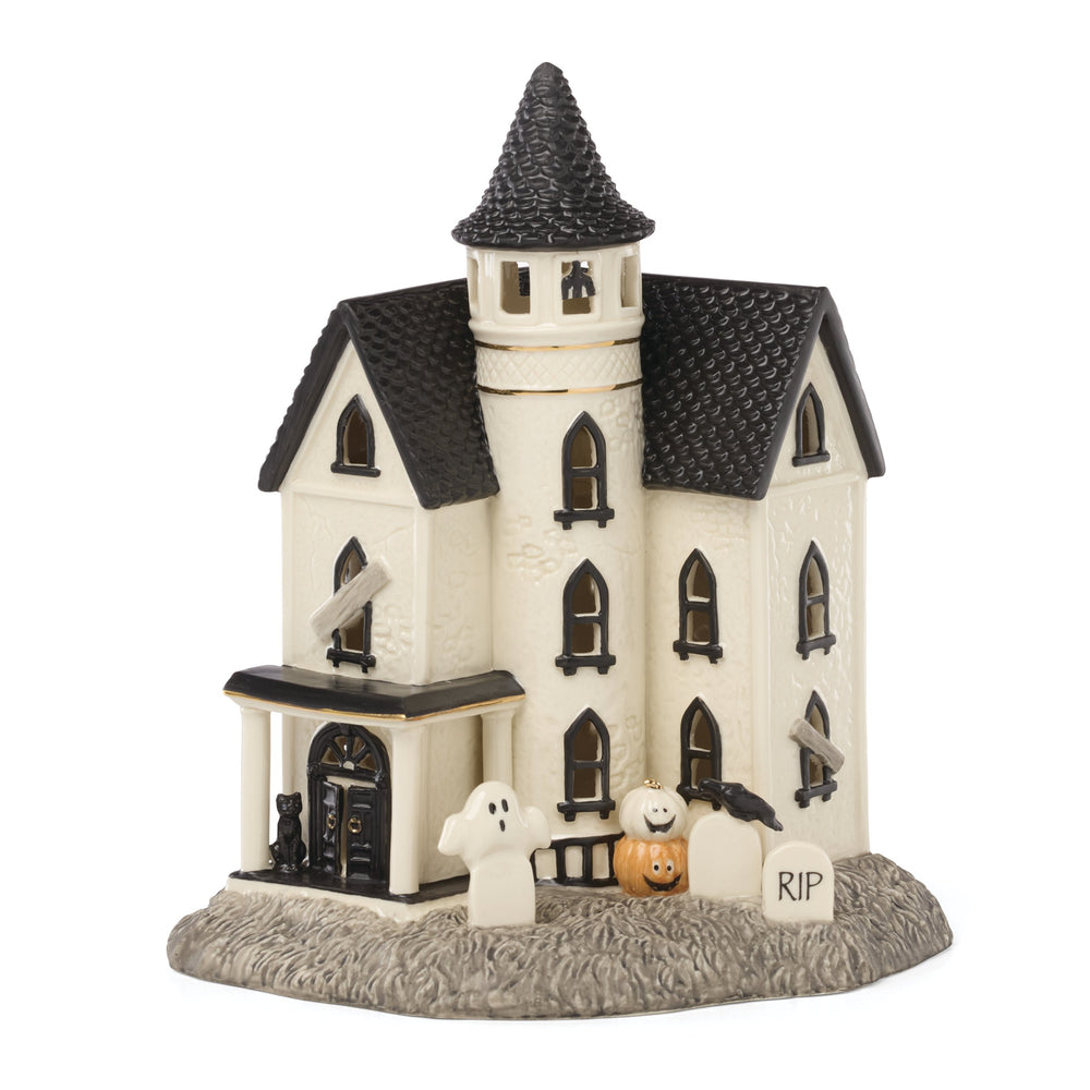 Lenox Vintage Lenox Halloween Lit Porcelain Manor Haunted House Figurine for Mantel Display 897815