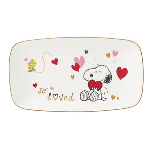 Lenox Snoopy Peanuts Porcelain Serving Tray with Gold Rim Valentine Holiday Accent 897818