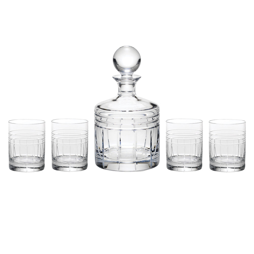 Lenox Tempo Lead Crystal Whiskey Decanter Set Geometric Cut Barware for Elegant Entertaining 897828