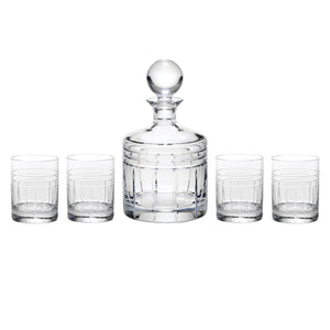 Lenox Tempo Lead Crystal Whiskey Decanter Set Geometric Cut Barware for Elegant Entertaining 897828