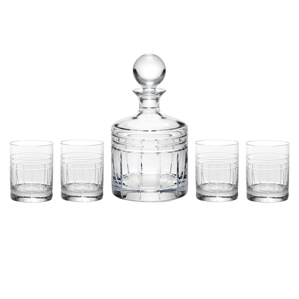 Lenox Tempo Lead Crystal Whiskey Decanter Set Geometric Cut Barware for Elegant Entertaining 897828