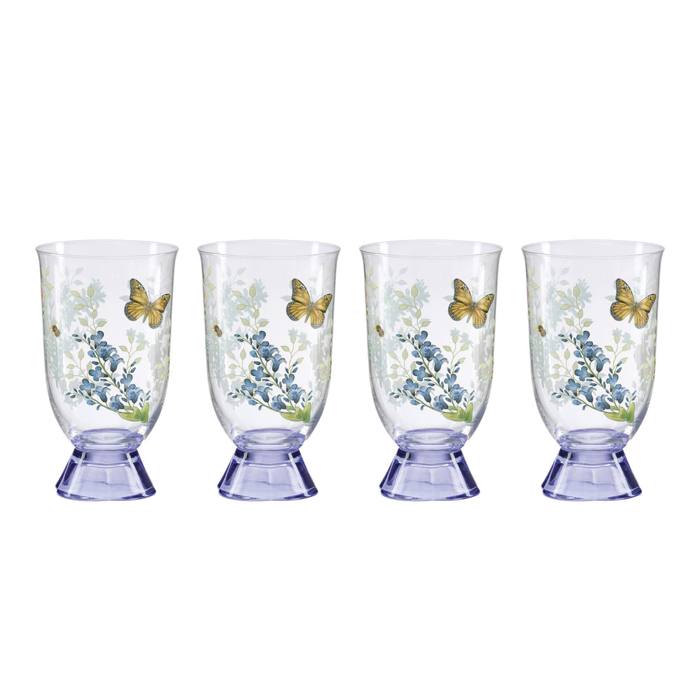 Lenox Butterfly Meadow Herbs Crystal Tumbler Set Elegant Botanical Artisan Drinkware Collection Tall 897831