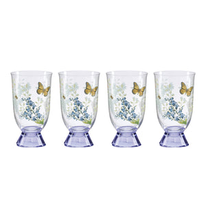 Lenox Butterfly Meadow Herbs Crystal Tumbler Set Elegant Botanical Artisan Drinkware Collection Tall 897831