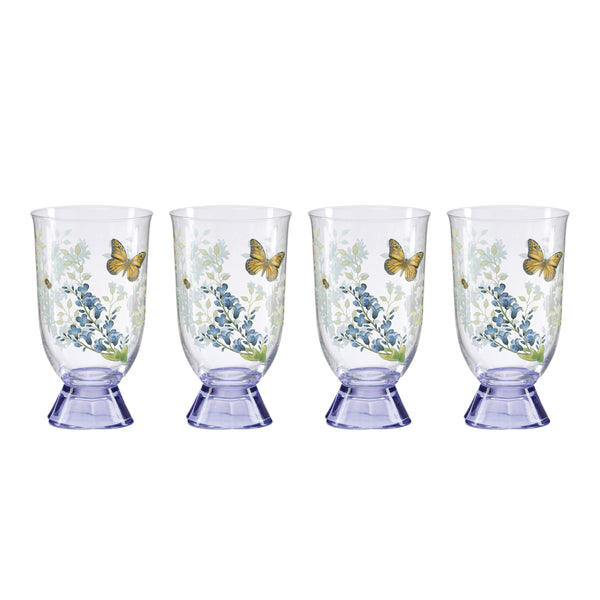 Lenox Butterfly Meadow Herbs Crystal Tumbler Set Elegant Botanical Artisan Drinkware Collection Tall 897831