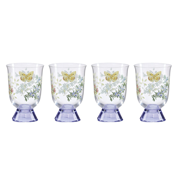 Lenox Butterfly Meadow Herbs Crystal Tumbler Set Elegant Botanical Artisan Drinkware Collection Short 897832