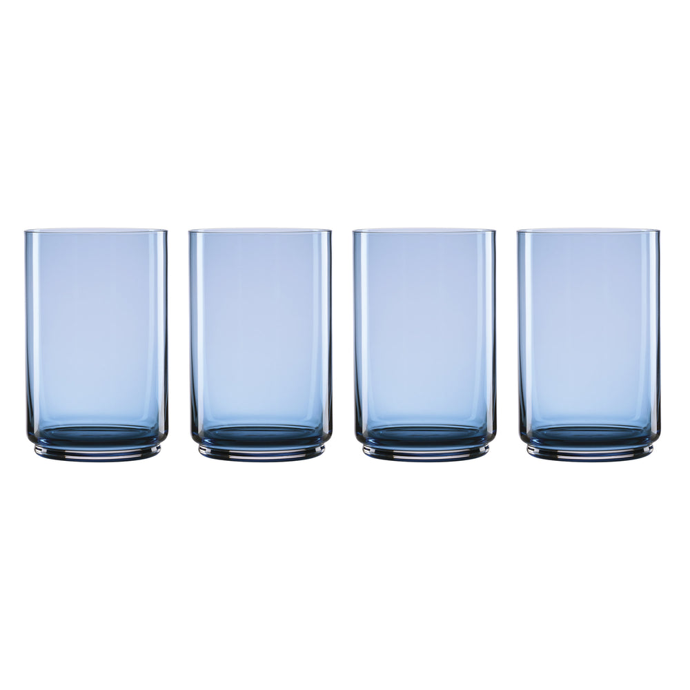 Lenox Tuscany Stackable Crystal Short Glasses Set of Four Dishwasher Safe for Everyday Entertaining Blue 3.25 x 3.25 x 5 H 897836