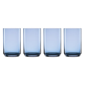 Lenox Tuscany Stackable Crystal Short Glasses Set of Four Dishwasher Safe for Everyday Entertaining Blue 3.25 x 3.25 x 5 H 897836