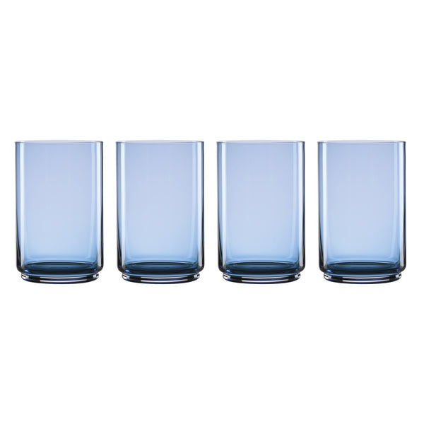 Lenox Tuscany Stackable Crystal Short Glasses Set of Four Dishwasher Safe for Everyday Entertaining Blue 3.25 x 3.25 x 5 H 897836