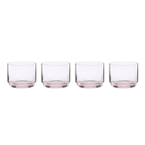 Lenox Tuscany Stackable Crystal Short Glasses Set of Four Dishwasher Safe for Everyday Entertaining Pink 3.25 x 3.25 x 2.5 H 897837