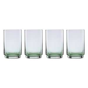 Lenox Tuscany Stackable Crystal Cooler Glasses Set for Elegant Home Bar Casual Entertaining Green 3.25 x 3.25 x 5 H 897840