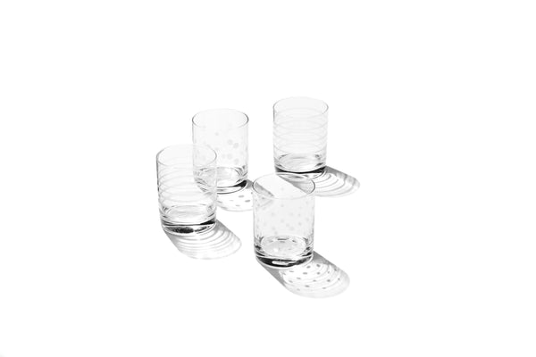 Lenox Mingle Etched Crystal Old Fashioned Glasses Set of 4 Swirl Dot Cocktail Barware 897852