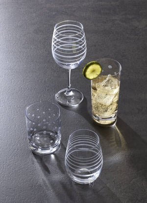 Lenox Mingle Etched Crystal Old Fashioned Glasses Set of 4 Swirl Dot Cocktail Barware 897852