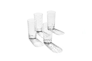 Lenox Mingle Etched Highball Glass Set Artisan Dot Swirl Soda Lime for Cocktail Bars 897853