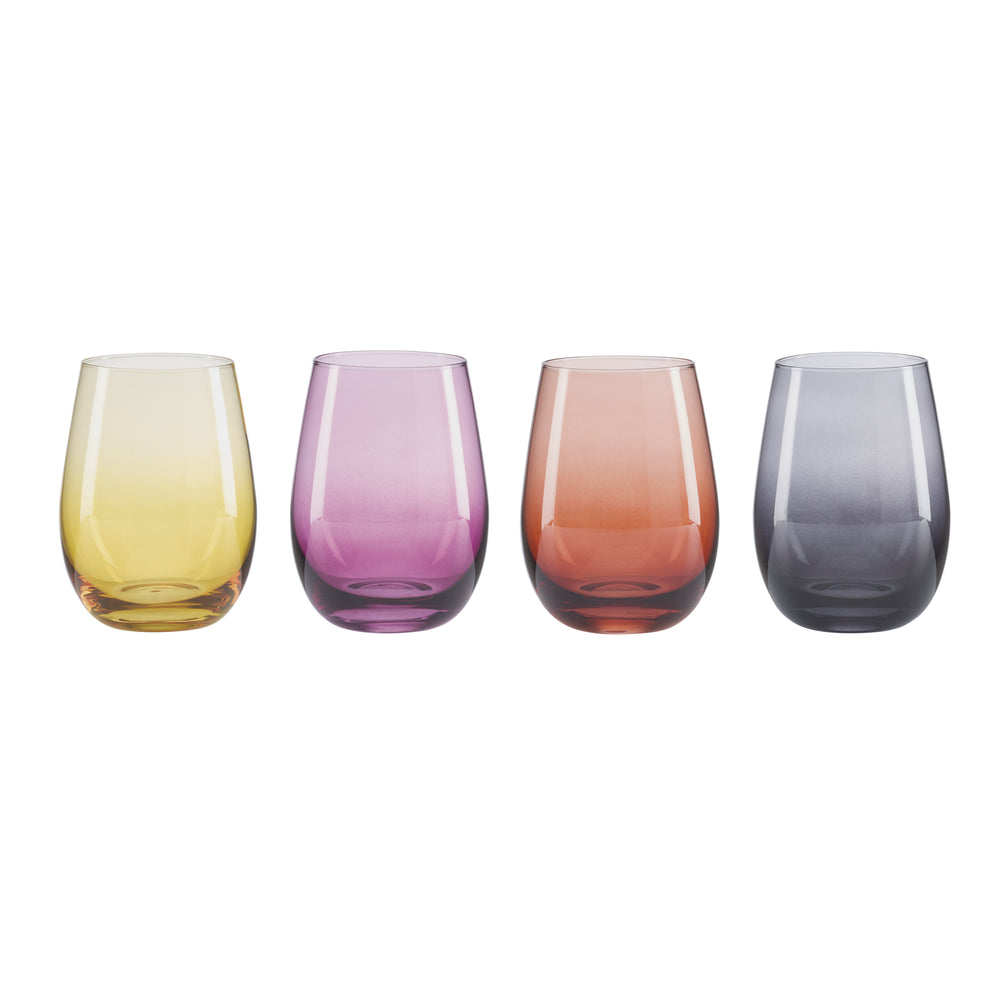 Lenox Golden Hour Ombre Stemless Wine Glass Set Jewel-toned Crystal for Entertaining 897854