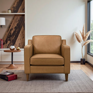 English Elm Darien Genuine Leather Swivel Lounge Chair with Tailored Stitching for Modern Interiors B183P423286