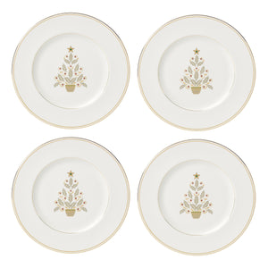 Lenox Federal Lenox Porcelain Holiday Accent Plates Set of 4 with Gold Trim Christmas Tree 897867