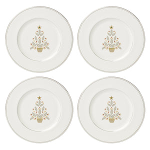 Lenox Federal Platinum Lenox Fine Porcelain Holiday Accent Plates Set of 4 Christmas Tree 897868