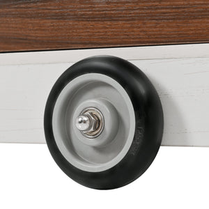 English Elm K&K 54" Farmhouse Kitchen Island Cart with Drop Leaf, Wine Rack, Power Outlet and Rolling Storage White N707P349814W