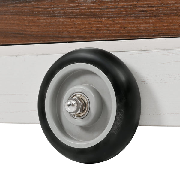 English Elm K&K 54" Farmhouse Kitchen Island Cart with Drop Leaf, Wine Rack, Power Outlet and Rolling Storage White N707P349814W