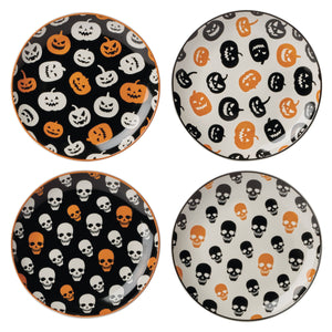 Lenox Vintro Porcelain Halloween Accent Plates Set of 4 Festive Skull Pumpkin Motif 897870
