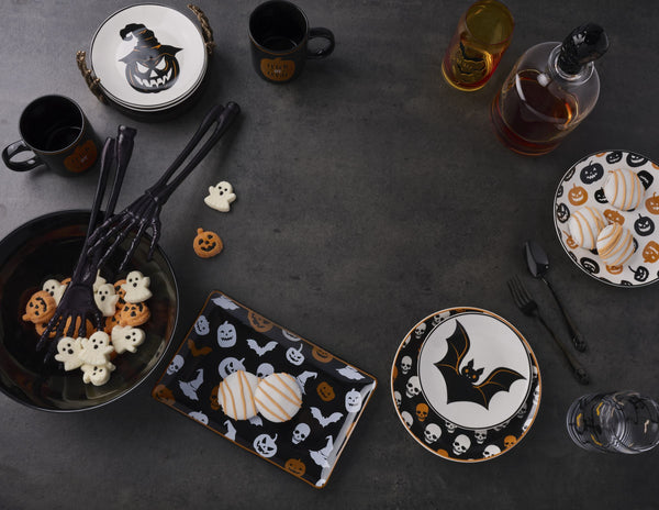 Lenox Vintro Porcelain Halloween Accent Plates Set of 4 Festive Skull Pumpkin Motif 897870