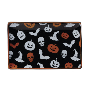 Lenox Vintro Halloween Porcelain Serving Tray with Festive Pumpkins Skulls and Seasonal Icons 897872