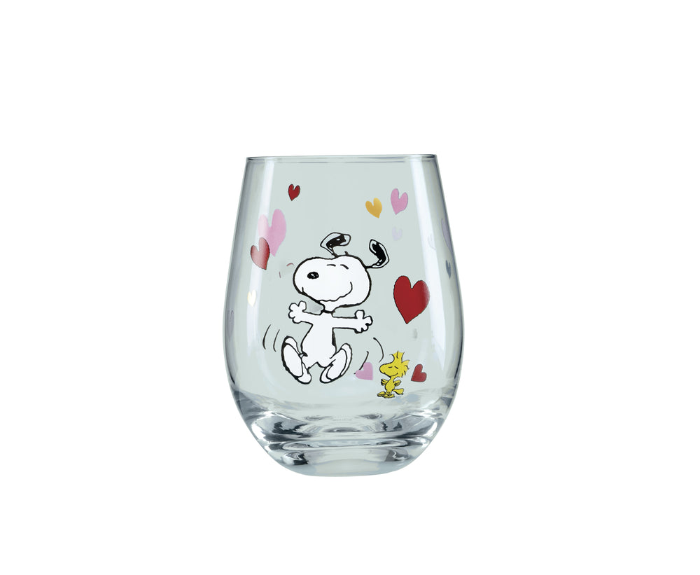 Lenox Snoopy Valentine Glass Tumbler Set of 4 Peanuts Holiday Artwork Dishwasher Safe 897880