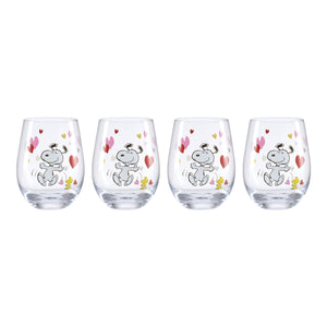 Lenox Snoopy Valentine Glass Tumbler Set of 4 Peanuts Holiday Artwork Dishwasher Safe 897880