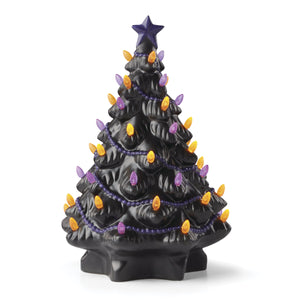 Lenox Treasured Traditions Gothic Black Tree Figurine with Orange Lights and Purple Accents 897903