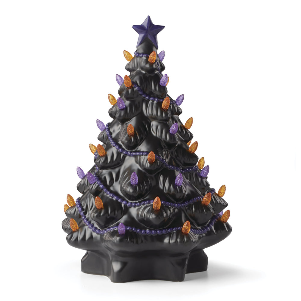 Lenox Treasured Traditions Gothic Black Tree Figurine with Orange Lights and Purple Accents 897903