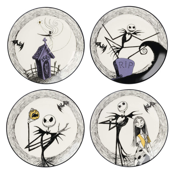 Lenox Nightmare Before Christmas Porcelain Accent Plates Jack Skellington Holiday Set of 4 897907