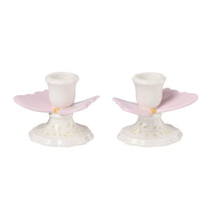 Lenox Butterfly Meadow Porcelain Candlestick Holders Floral Scalloped Dining Table Pair 897910