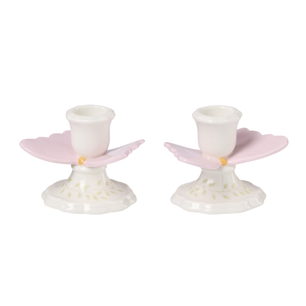 Lenox Butterfly Meadow Porcelain Candlestick Holders Floral Scalloped Dining Table Pair 897910
