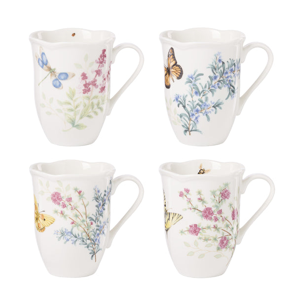 Lenox Butterfly Meadow Herbs Porcelain Mug Set Botanical Garden Illustrations for Daily Tea 897911