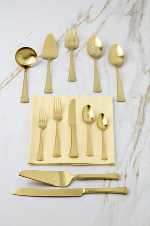 Lenox Portola Satin Gold Beaded Handle 18/10 Stainless Steel Elegant Serving Utensil Set for Hosting 2-Piece Dessert Set 897918