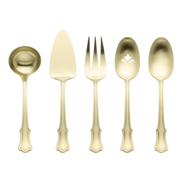 Lenox James Street Stainless Hostess Serving Set Vintage Inspired Flatware for Elegant Dining Tables Metallic 897920
