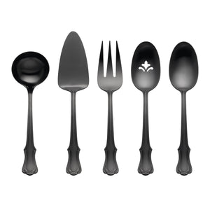 Lenox James Street Stainless Hostess Serving Set Vintage Inspired Flatware for Elegant Dining Tables Black 897921
