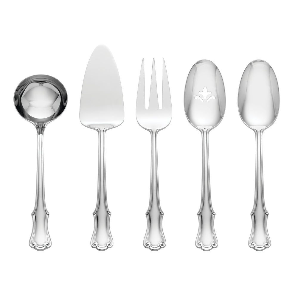 Lenox James Street Stainless Hostess Serving Set Vintage Inspired Flatware for Elegant Dining Tables Silver 897922