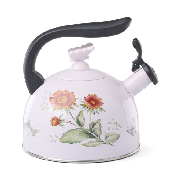 Lenox Butterfly Meadow Enamelware Stovetop Tea Kettle with Floral Motif for Kitchen Brewing Butterfly Meadow Colors 897923
