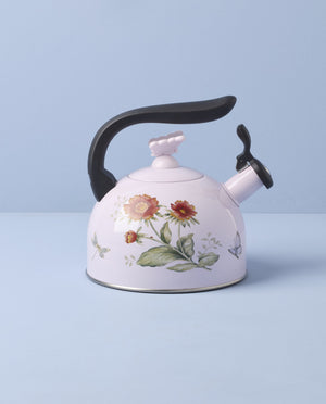 Lenox Butterfly Meadow Enamelware Stovetop Tea Kettle with Floral Motif for Kitchen Brewing Butterfly Meadow Colors 897923