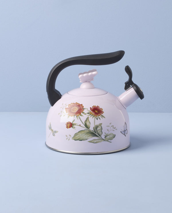 Lenox Butterfly Meadow Enamelware Stovetop Tea Kettle with Floral Motif for Kitchen Brewing Butterfly Meadow Colors 897923